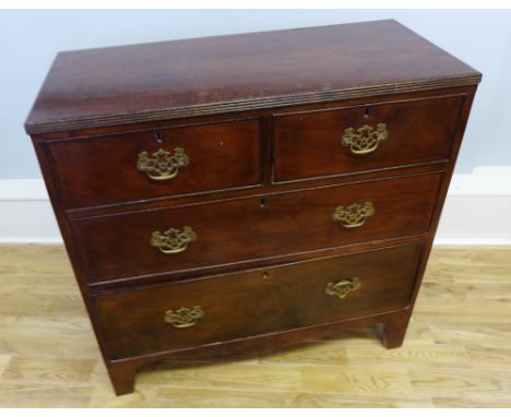 A 19th Century mahogany chest having two short over two long graduated drawers, raised on bracket feet, 90 x 87cm 