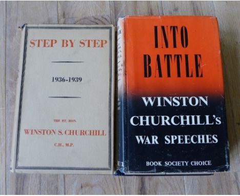 A carton containing  a collection of Winston Churchill books to include Step By Step, 1936 and Into Battle, (a lot) 