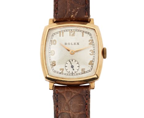 Rolex. A 9ct gold manual wind cushion cased wristwatch  Glasgow import mark for 1937 15 jewel super-balance manual wind movem