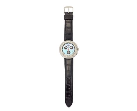Kutchinsky. A stainless steel quartz chronograph wristwatch Quartz movement, blue mother-of-pearl dial with white baton hour 