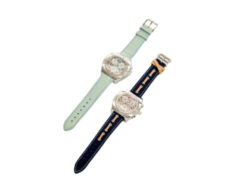 Kutchinsky. A lot of two stainless steel quartz chronograph wristwatches Elemento, Limited edition nos. 095/200 and 110/200 Q