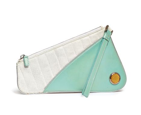 Dior. Cadillac Saddle Clutch 2001, of baby blue acrylic and white leather exterior, comes with dust bag and authenticity card