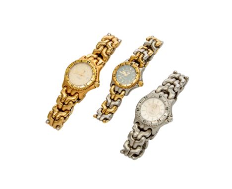 Tag Heuer. A lot of three small sized quartz bracelet watches  Professional, Circa 2000 Comprising: a stainless steel quartz 
