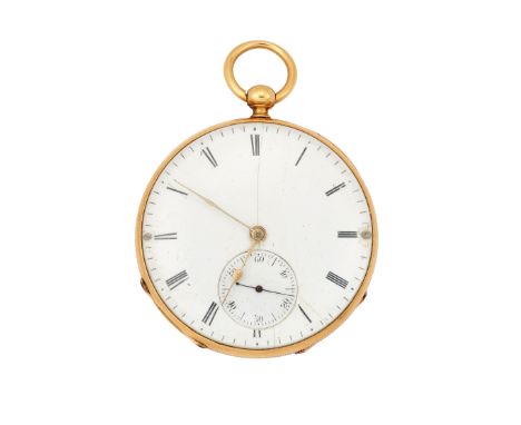 A. Golay Leresche, Geneve. A late 19th century open face key wound cylinder pocket watch Case stamped 2565, Circa 1860 Gilt m