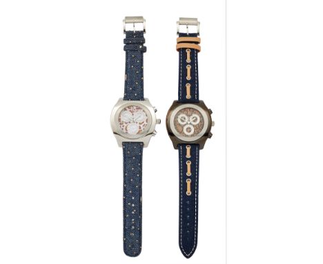 Kutchinsky. A lot of two stainless steel quartz chronograph wristwatches Elemento, Limited edition nos. 081/200 and 160/200 Q