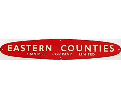 Eastern Counties Omnibus Company Limited enamel HEADER PLATE from a timetable panel. Measures 20" x 3.5" (51cm x 9cm) and is 