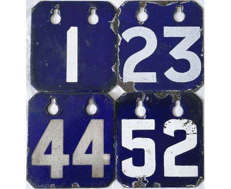 Selection (4) of LCC / London Transport Tramways enamel RUNNING NUMBER PLATES. These were hung on the outside of each tram (a