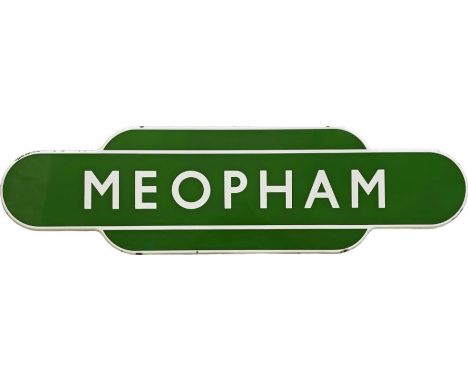BR(S) enamel TOTEM sign from Meopham station on the Chatham Main Line around mid-way between Bromley South and Rochester. A f