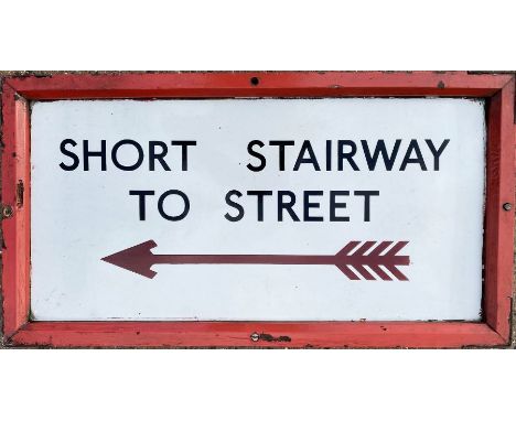 1920s/30s London Underground enamel SIGN 'Short Stairway to Street' with 4-flighted directional arrow. Comes with its origina