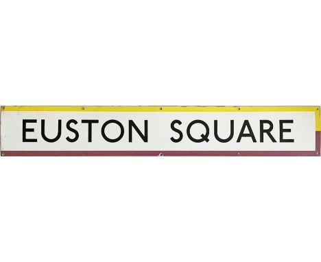1950s/60s London Underground enamel PLATFORM FRIEZE PANEL from Euston Square Station on the Circle and Metropolitan lines. Th