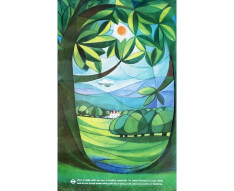 1977 London Transport double-royal POSTER 'Country Walks' by Harry Stevens (1919-2008). Depicts a country house seen through 