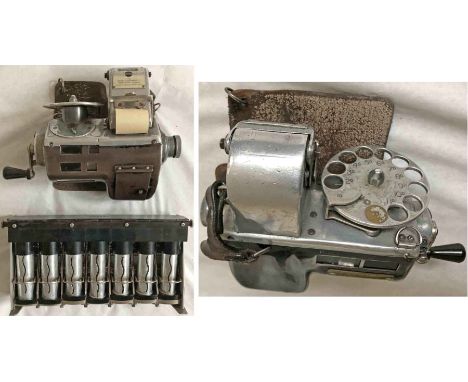 2 bus items comprising a TIM TICKET MACHINE (manufactured by Plessey), pre-decimal values from 1d-11d, casing no 95, believed