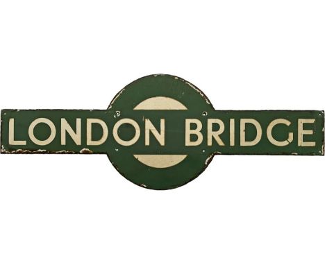 Southern Railway enamel STATION TARGET SIGN from London Bridge, the former London, Brighton &amp; South Coast Railway's Londo