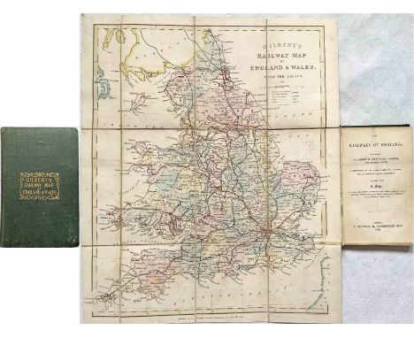1839 "Gilbert's Railway Map of England and Wales" (so titled on cover) being a fold-out map from a small, hard-cover booklet 