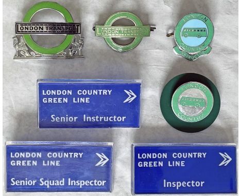 Selection (7) of London Transport Country Area &amp; London Country CAP &amp; LAPEL BADGES including enamel versions: Inspect