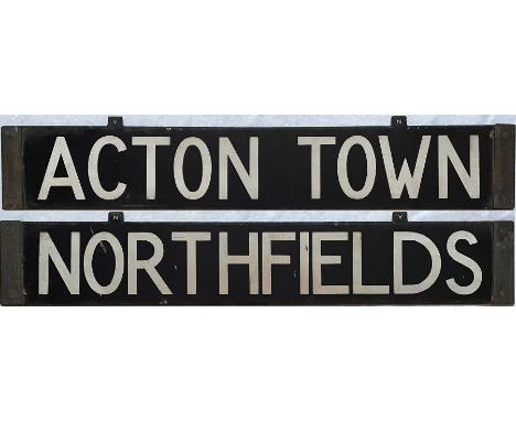 London Underground enamel CAB DESTINATION PLATE for Acton Town / Northfields, likely to have been used on the then District L