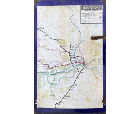 c1932 London Underground ENAMEL WALL MAP. These were traditionally affixed outside the entrances to stations and this could b