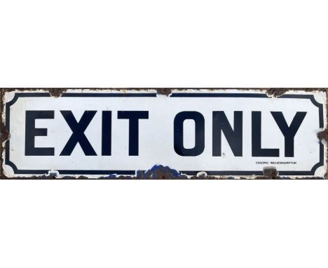 Early 20th century London Underground enamel SIGN 'Exit Only', estimated c1900-1910 and probably from one of the early Tubes.