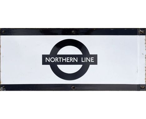 1950s/60s London Underground enamel PLATFORM FRIEZE PLATE for the Northern Line with the line name across the bar of the bull