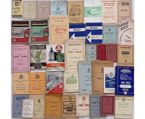 Quantity (40) of 1940s-70s bus TIMETABLE BOOKLETS from operators from G-N, mostly municipal, and including Glasgow, Green Bus