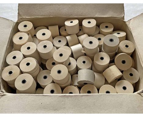 Large quantity (150+) of London Transport GIBSON TICKET ROLLS, unused and in original box as delivered to a bus garage. [150+