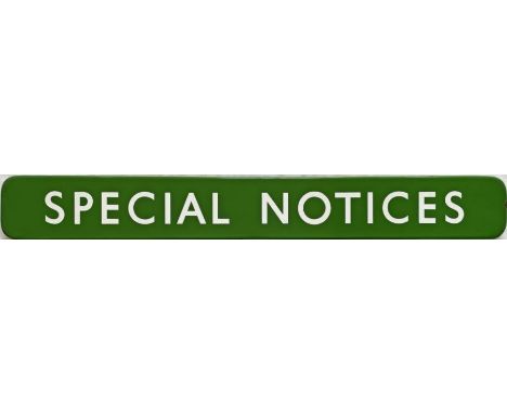 British Railways (Southern Region) enamel SIGN 'Special Notices'. A flanged sign measuring 32" x 4" (81cm x 10cm) and in exce