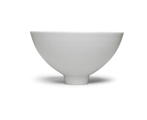 A RARE MING-STYLE WHITE-GLAZED DEEP BOWLXuande six-character mark, KangxiElegantly potted with deep rounded sides rising from