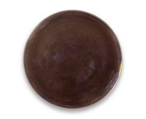 AN AUBERGINE-GLAZED 'EIGHT BUDDHIST EMBLEMS' SAUCER DISHYongzheng six-character mark and of the periodCrisply and delicately 