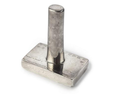 A RARE OFFICIAL'S SILVER SEALDated 1772 and of the periodOf rectangular form surmounted by a cylindrical handle, the top inci