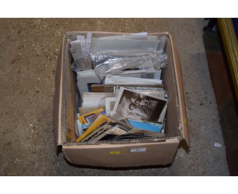A box of post-cards to include a collection of Sussex ephemera 
