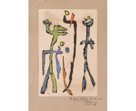 Mathias Goeritz  (Danzig, now Gdansk, 1915 – Mexico City, 1990) Gouache and ink on paper. Signed with initials and dedicated 