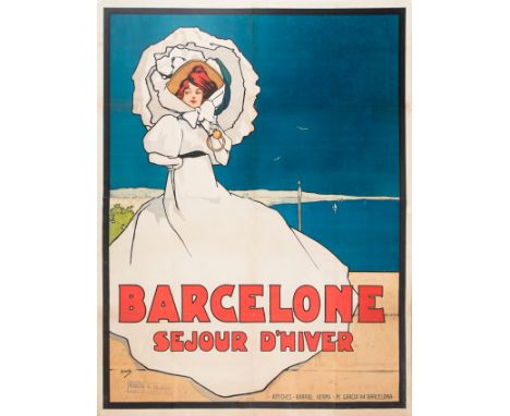 John Hassall (Walmer, 1868 - London, 1948)"Barcelone Sejour d'Hiver" (Winter stay in Barcelona)Original poster made in 1906. 