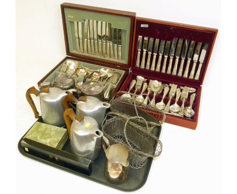 Collection of Silver plated ware, to include two canteens of cutlery, various other loose unusued cutlery, three piece set ma