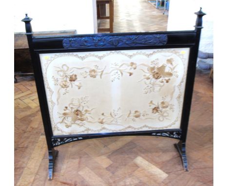 19th century ebonised fire screen We are unable to do condition reports on our Interiors Sale