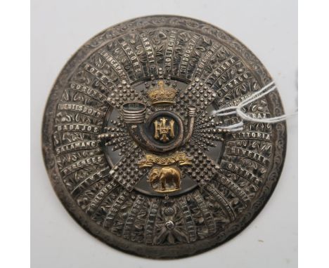 A late Victorian silver and gilt Highland Light Infantry Officers Plaid Brooch by&nbsp;Joseph Jennens &amp; Co Birmingham Con
