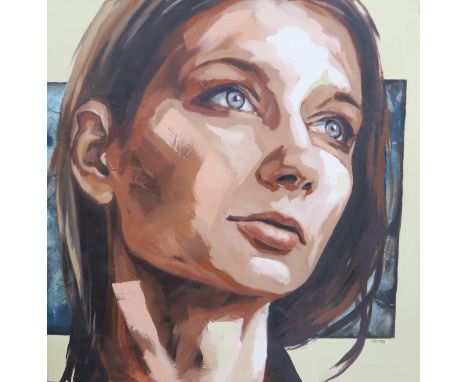 DOMINIKA MAYOVICH FEMALE PORTRAIT&nbsp; Oil on canvas, signed lower right, 131 x 131cm&nbsp; Glasgow School of Art Degree Sho