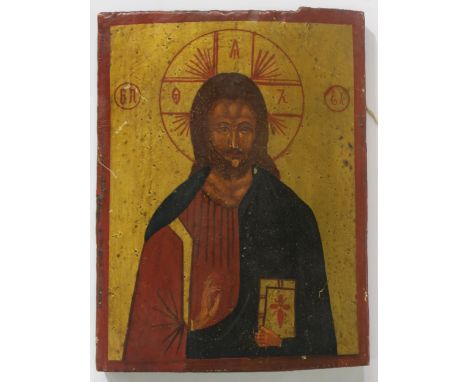 BALTIC ICON&nbsp;Christ, oil and gesso on panel, 34.5 x 26cm Condition Report:Available upon request