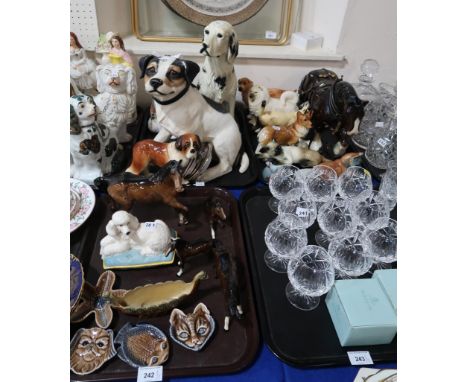 A Royal Doulton model of Poodle on a cushion, a Doulton mare and three foals, Wade trinket dishes, one in the form of a Pekin