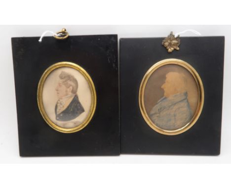 BRITISH SCHOOL PORTRAIT MINIATURE&nbsp; Regency gentleman in profile, 7 x 5cm and another (2) Condition Report:Available upon