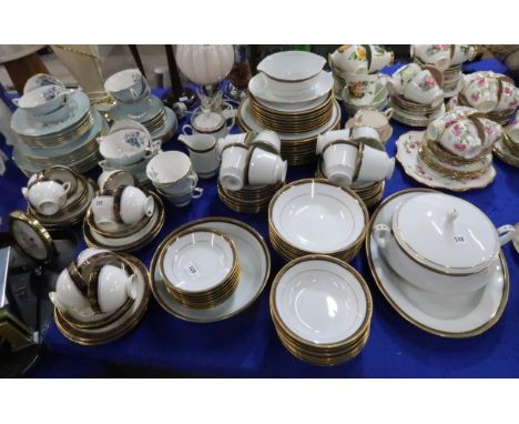 A Noritake dinner service, a diamond china teaset, a Royal Worcester Woodland dinner service Condition Report:Available upon 
