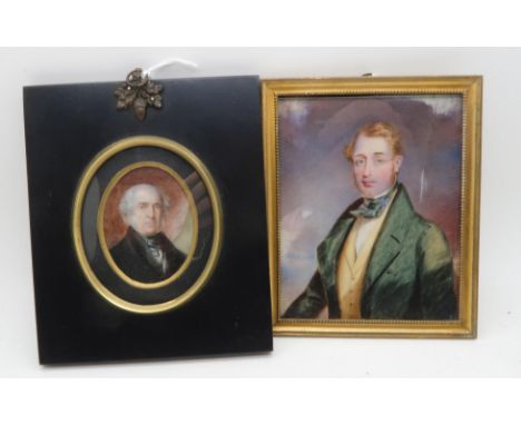 BRITISH SCHOOL PORTRAIT MINIATURE Gentleman, half length, 11 x 8.5cm and another gentleman, head and shoulders, 6 x 4.5cm (2)