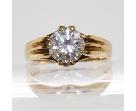 A 9ct gold cz solitaire ring, size Q 1/2, weight 5.2gms Condition Report:Available upon request