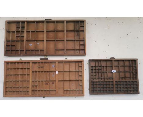 A lot of three 20th century type cast drawers and a pine wall shelf (4) Condition Report:Available upon request