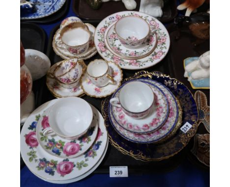 Assorted pink rose teawares including Hammersley and others and three Hammersley fruit plates Condition Report:Not available 