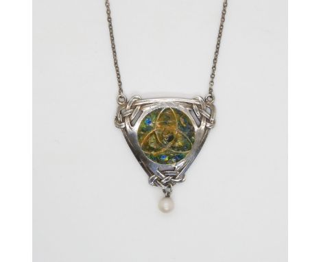 A silver Murrle Bennett enamelled pendant Condition Report:Enamel appears to be varnished over, not sure what is going on und