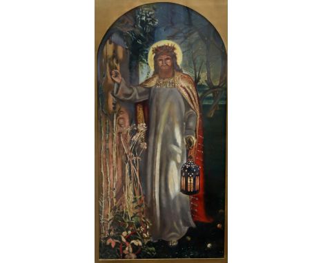 AFTER WILLIAM HOLMAN HUNT&nbsp;The light of the world, oil on board, 75 x 37cm Condition Report:Available upon request