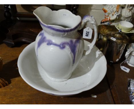     An Edwardian Pottery Wash Jug &amp; Basin                                           