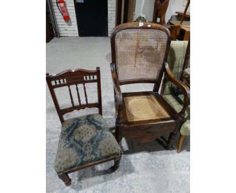     A Bergere Elbow Commode Together With An Edwardian Elbow Chair                  