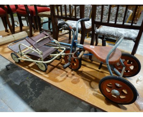     A Mid 20th Century Trike, Together With A Folding Pushchair &amp; Pogo Stick        