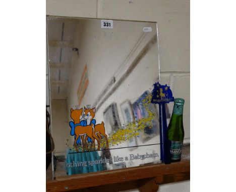     A Babycham Advertising Mirror, Bottle &amp; Mixing Stick                            